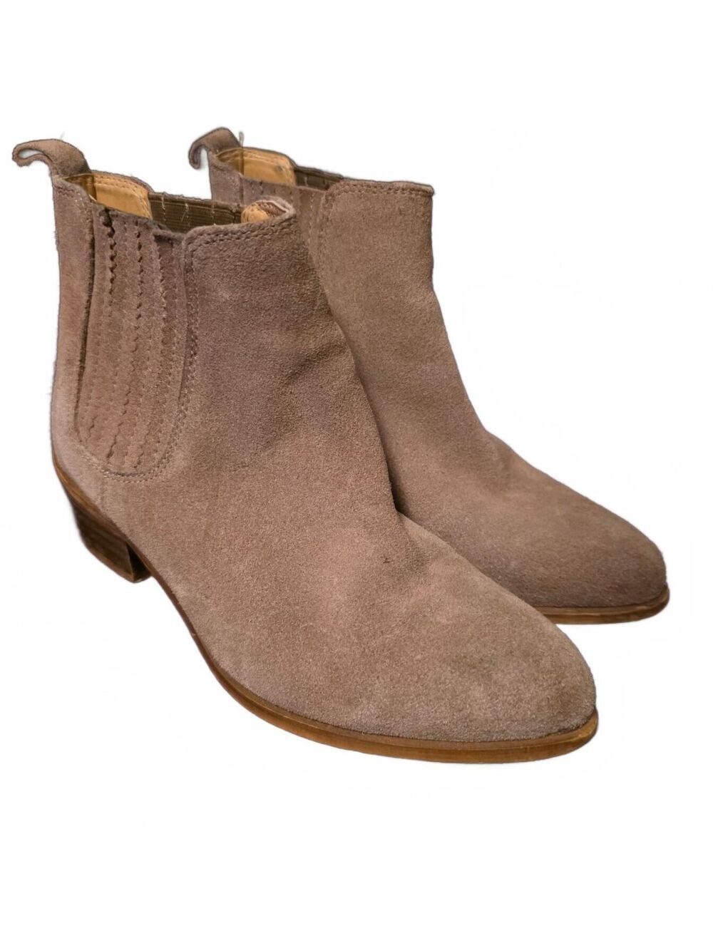 Wmn's 5.5 Steve Madden Mylie Taupe Suede Chelsea Ankle Boots